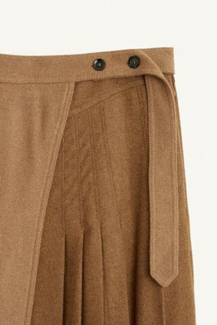 ZARA ПЛИССИРОВАННАЯ ЮБКА МИДИ ИЗ СМЕСОВОЙ ШЕРСТИ, КОНЬЯЧНЫЙ