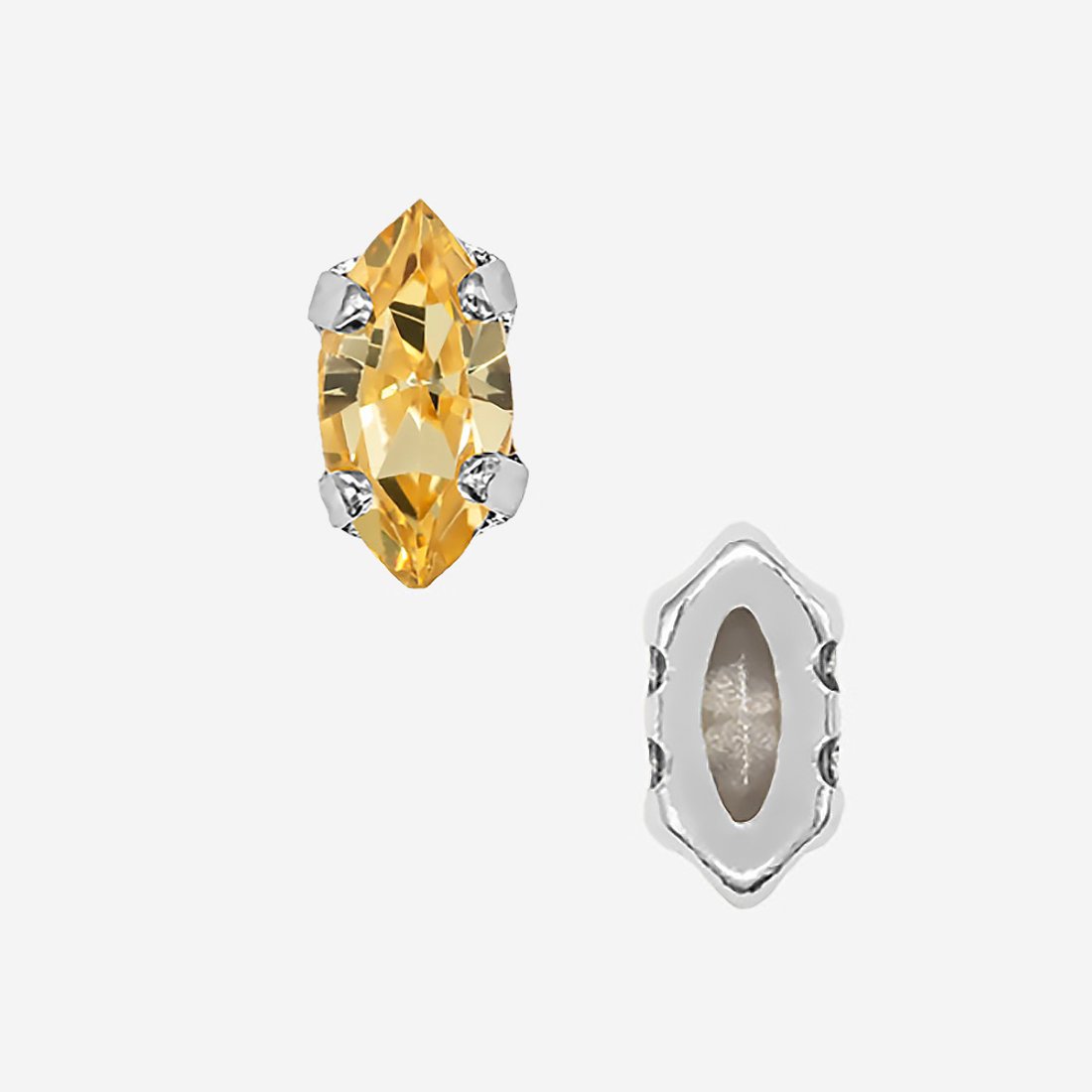 Кристалл Маркиз (Marquise Fancy Stone) в цапах, оттенок "Светлый Топаз"/"Light Topaz", 6*3мм, родирование