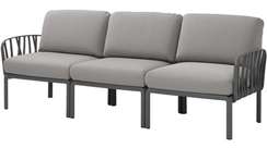Диван пластиковый с подушками Komodo 3, антрацит, серый