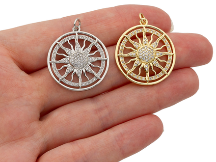 Подвеска "Солнечный круг" 24мм, со стразами