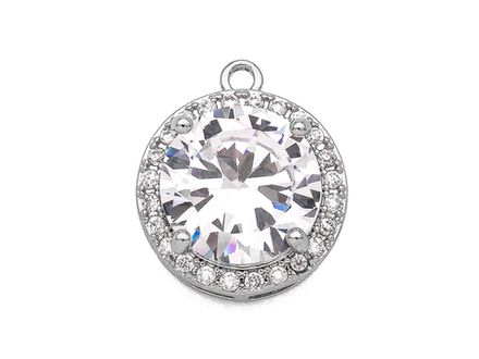 Подвеска круглая 15мм, с прозрачным кристаллом