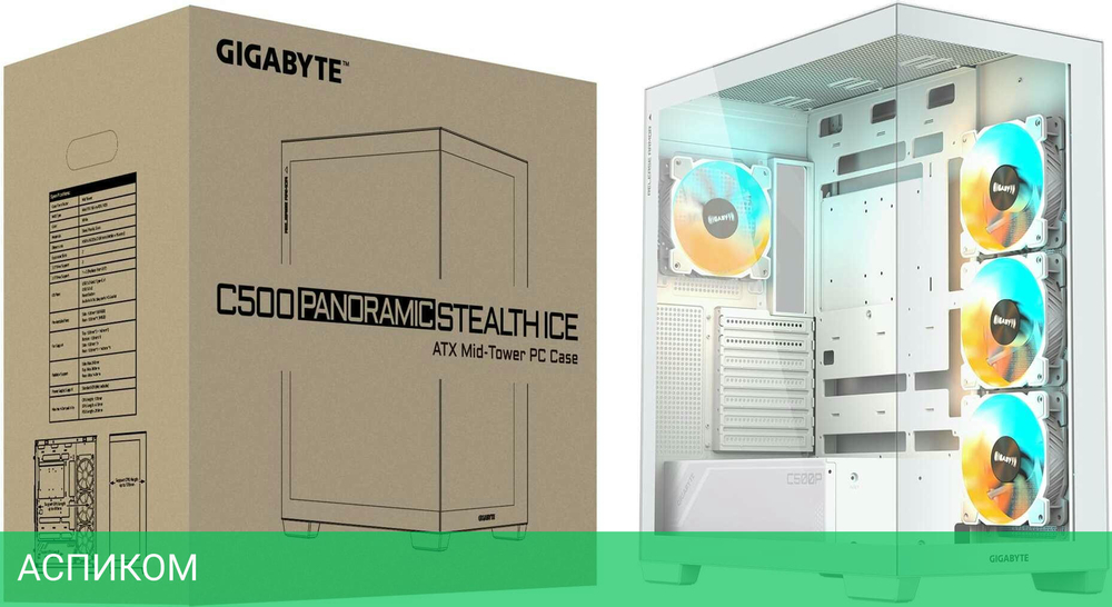 Корпус Gigabyte C500 Panoramic Stealth Ice без БП белый (GB-C500PI ST)