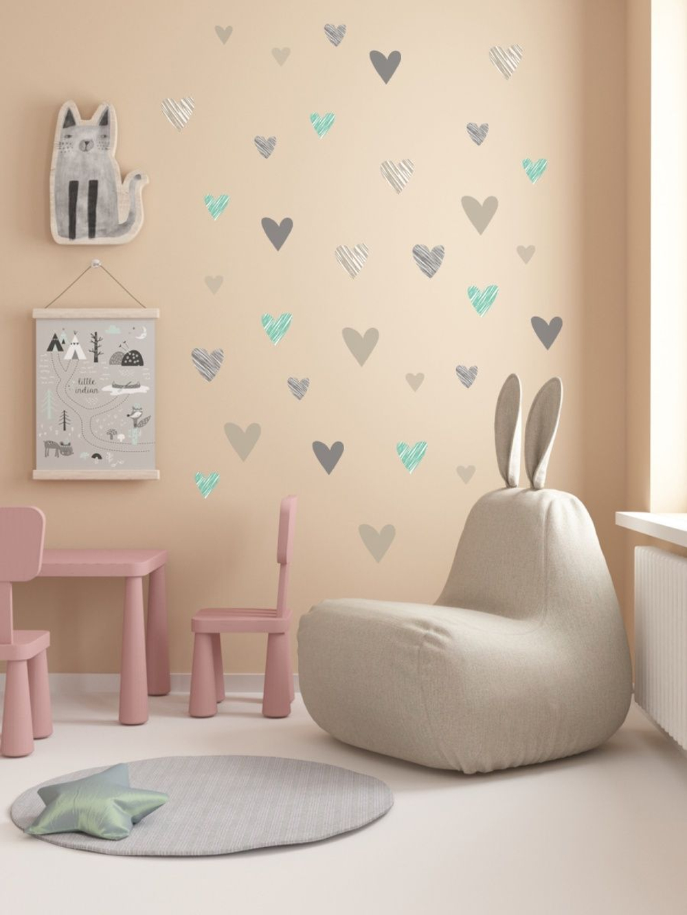 Интерьерные виниловые наклейки большие воздушные шары на стены в детскую, дома, облака, пейзаж