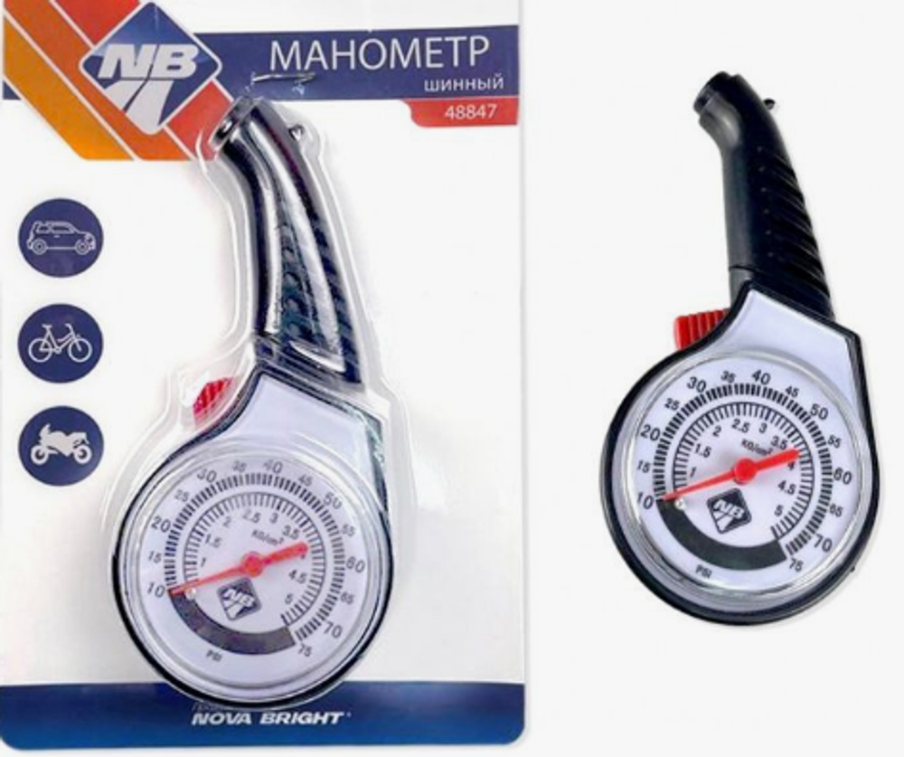 Манометр шинный  блистер Nova Brigt  до 3,5атм  48847