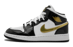 Jordan 1 Mid Patent Black White Gold GS