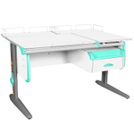 Растущая парта Дэми СУТ 25 с задними полками СУТ.15.210 и навесной тумбой (1200×880 мм)