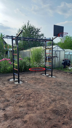 Монтаж уличной шведской стенки Sv Sport Рукоход (4 вертикальных столба)