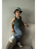 Темно-зеленая майка детская базовая