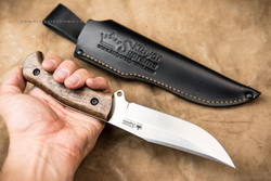 Нож Kizlyar Supreme CASPIAN AUS-8 SW WH LS (StoneWash, Walnut Handle, Leather Sheath)