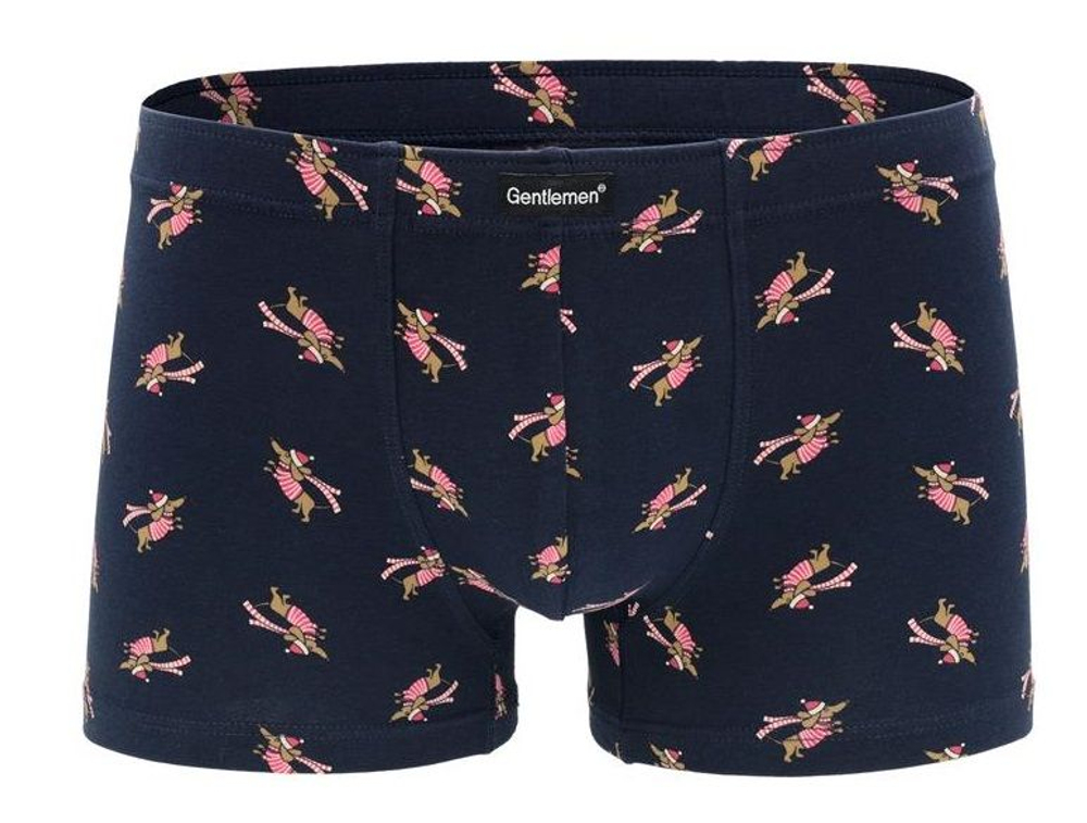 Мужские трусы-боксеры с принтом в виде такс (Размер: XXL) (Цвет: темно-синий)