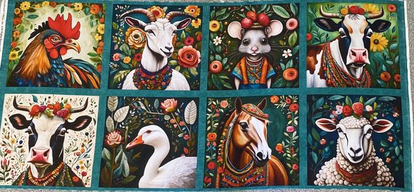 ДЕРЕВЕНСКИЕ ЛЮБИМЦЫ #3, купон, 100% хлопок Handmade Fabrics 1