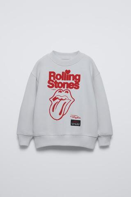 ZARA ТОЛСТОВКА С ПРИНТОМ ROLLING STONES ©, ЖЕМЧУЖНО-СЕРЫЙ