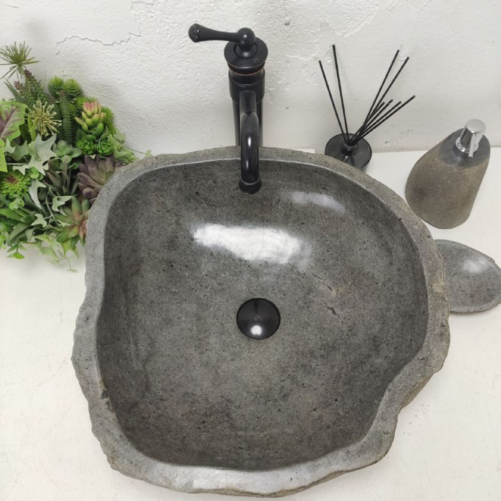 Раковина из речного камня RS-62057 (48*48*15)