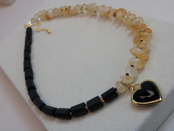 Колье "Сердце силы" с цитрином и шунгитом