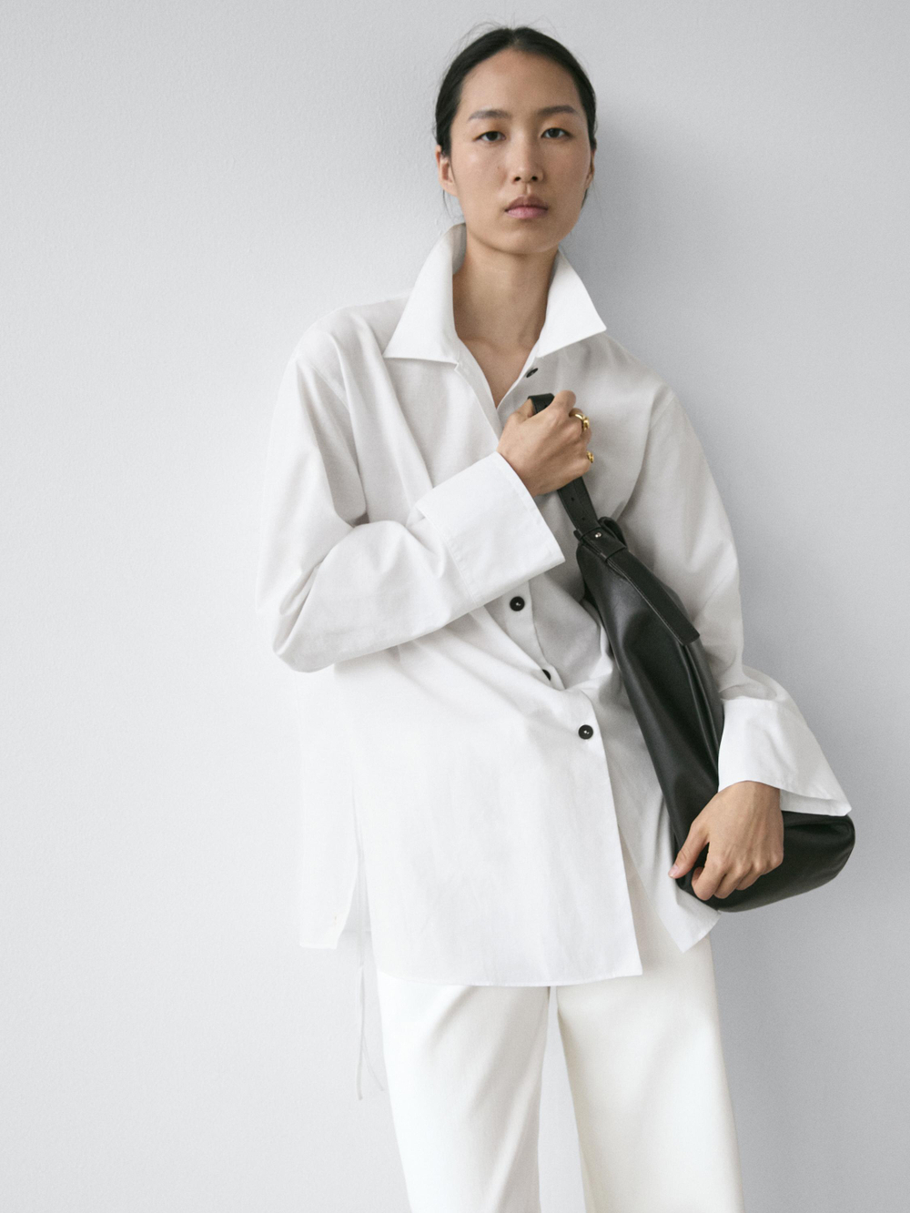 Massimo Dutti Рубашка с завязками, белый