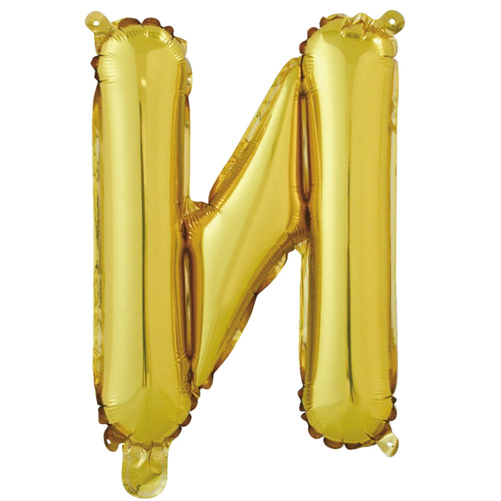 Фольгированный шар с клапаном (16''/41 см) Мини-буква, И, Золото, 1 шт. в упак.