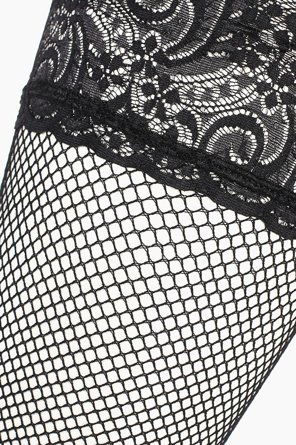 Чулки Le Frivole в мелкую сетку с кружевной резинкой черные S/M