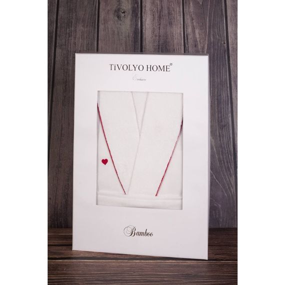 Халат женский сатин махра Tiamo сердца красные Tivolyo Home Турция