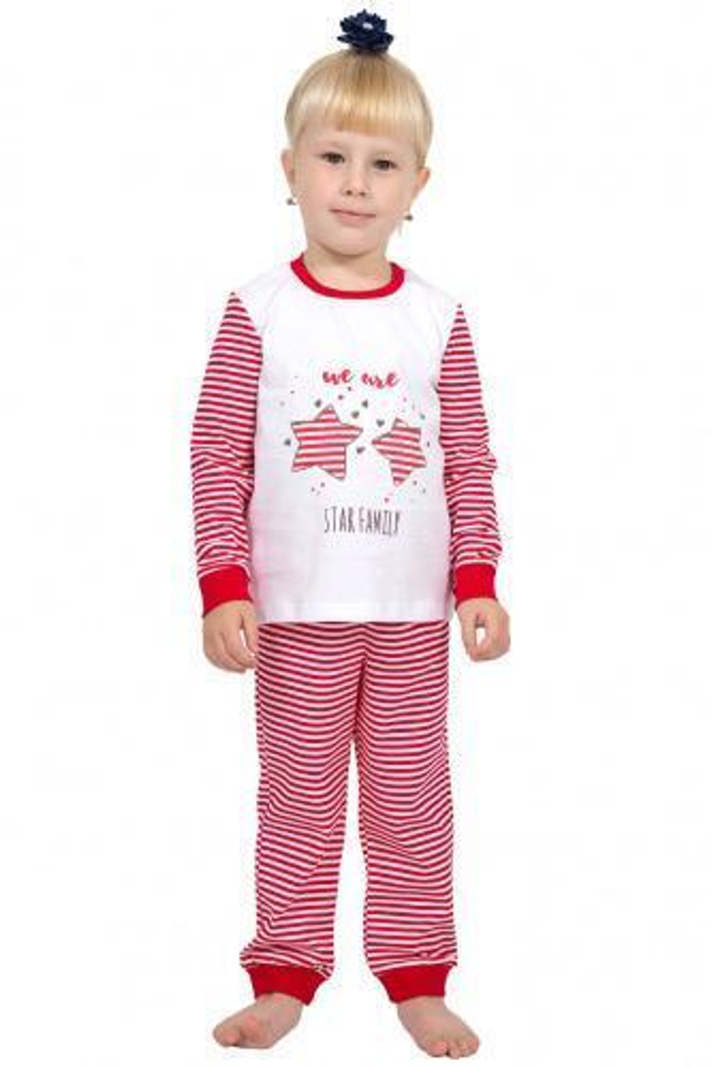 Пижама для девочки (80-48, полоса красная узкая+белый)