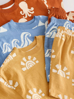 Пижама для мальчика Next AC0-920, 3 шт., Кирпичный, Синий, Горчичный