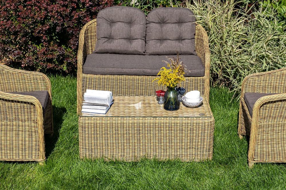 "Равенна" диван двухместный плетенный из ротанга, цвет соломенный