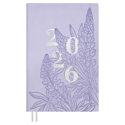 Еженедельник дат. 2026г А6 96л., кожзам., мягк.пер. "Джут сиреневый" тисн.фольгой, вырубка, ляссе