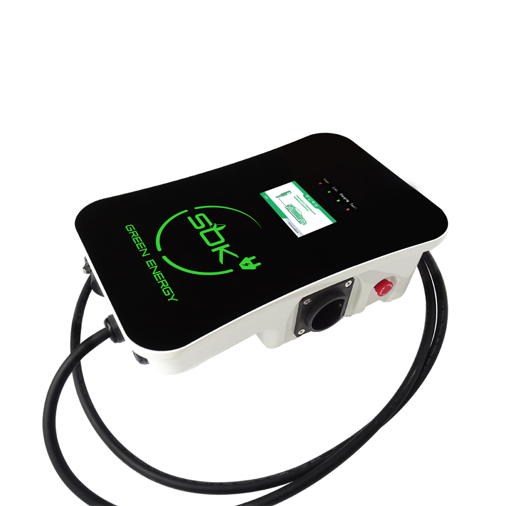 Зарядная станция S’OK Green Energy M3W Series Wallbox EV Charger SM3W10732542-5wf, 1-phase, 7kw (32a/ 220v), OCPP 1.6J, RFID, WiFi, LAN, уровень защиты IP54, кабель 5м