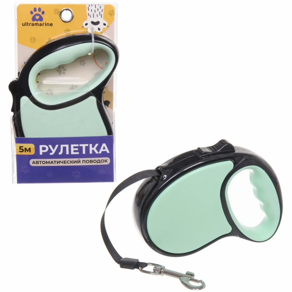 Поводок-рулетка «Верный друг» 5м до 15кг цвет бирюзовый