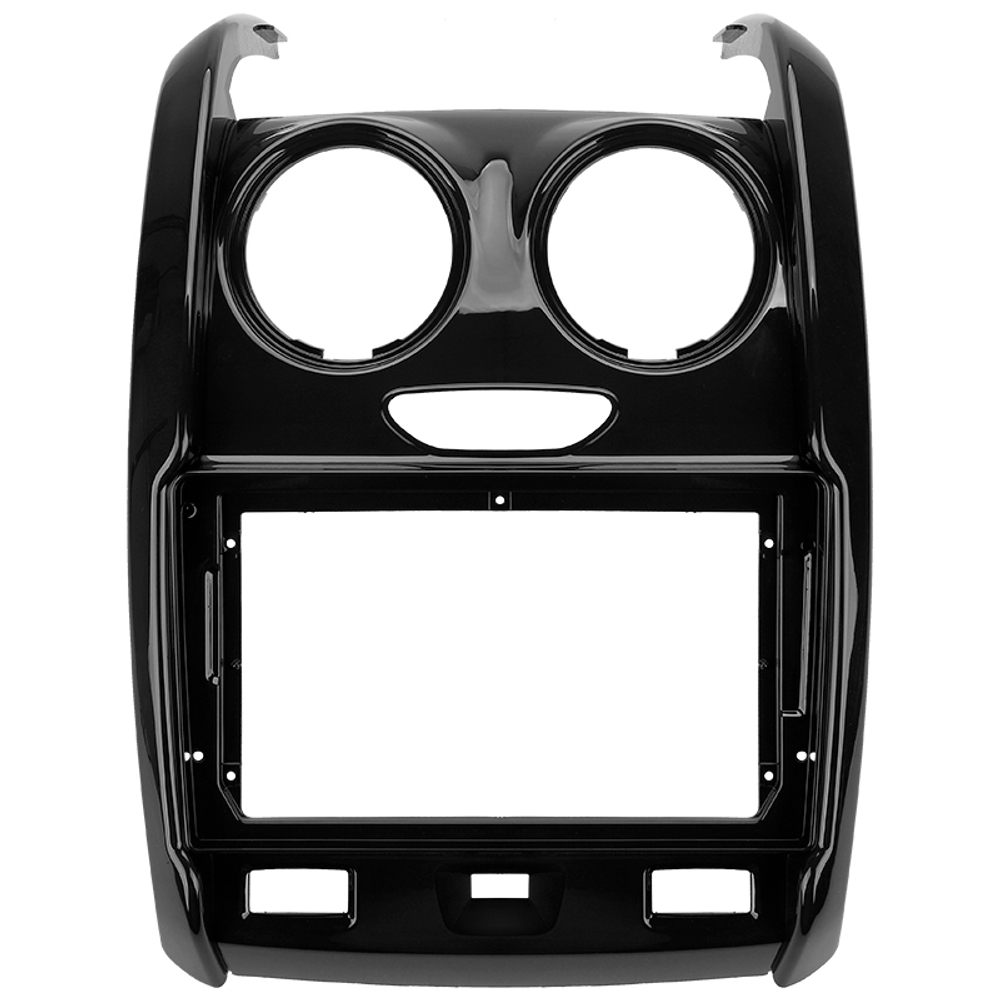 Комплект рамки с разъёмами 9" Renault Duster 1 2015-2020, Lada Largus 2021+ (мультируль/джойстик) большая глянец - Car-Smart 7088B