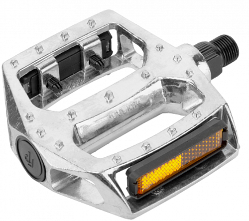 Педали FP-976 FEIMIN, ось 9/16" со светоотражателями, алюминий/стальные чёрно-серебристые