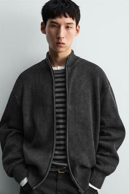 ZARA КАРДИГАН С ЭФФЕКТОМ ПОТЕРТОСТИ, МОРСКОЙ СИНИЙ