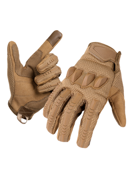 Перчатки полнопалые сетчатые с резиновыми костяшками B26. Койот