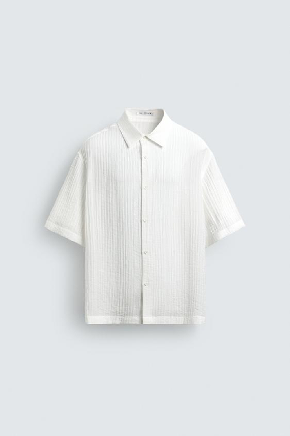 ZARA РУБАШКА ИЗ СТРУЯЩЕЙСЯ РЕЛЬЕФНОЙ ТКАНИ, ЖЕЛТОВАТО-БЕЛЫЙ