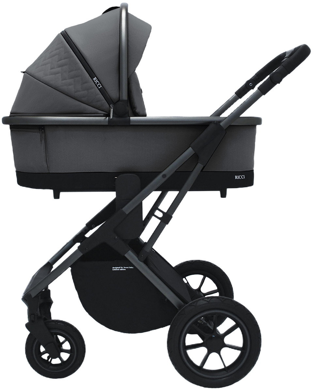 Коляска 4 в 1 Sweet Baby Ricci Air + автокресло Elegante Plus с базой i-Size ISOFIX DK780 Steel Grey (Air)