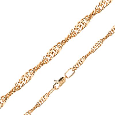 Цепь из красного золота с алмазной гранью (плетение «Сингапур»)