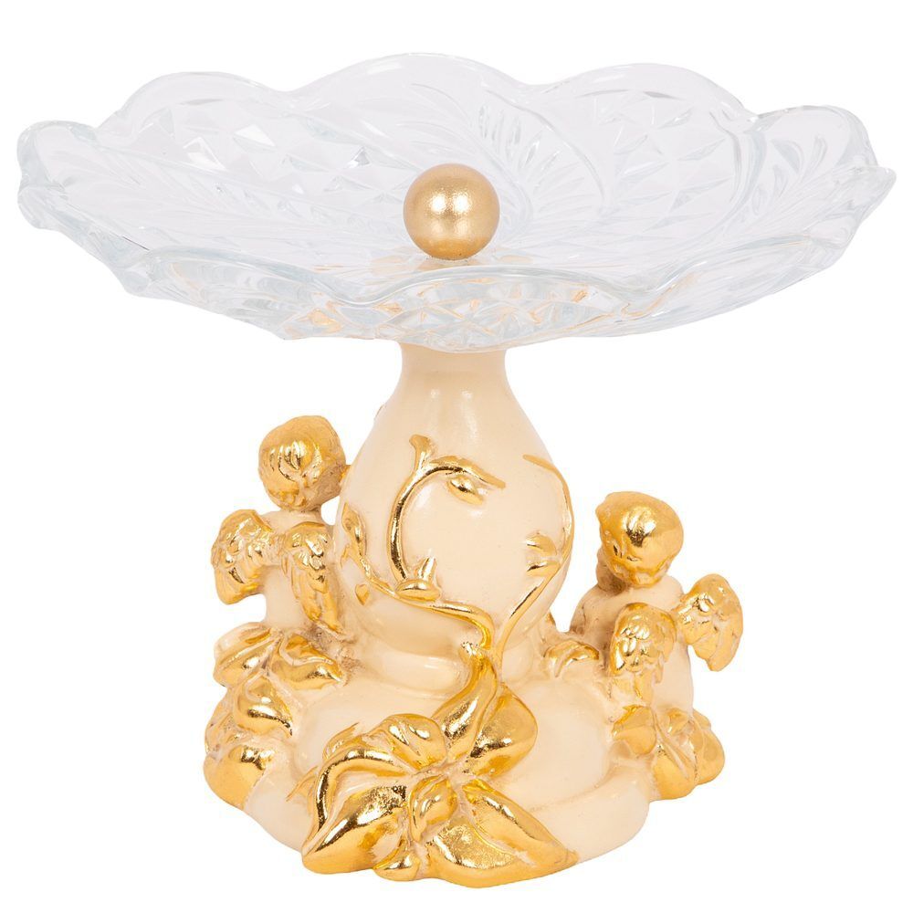 Фруктовница-конфетница Мерси со стеклянной чашей Айвори