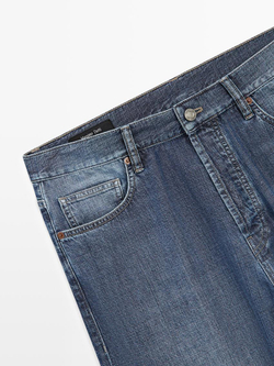 Massimo Dutti Легкие хлопковые джинсы прямого кроя, индиго