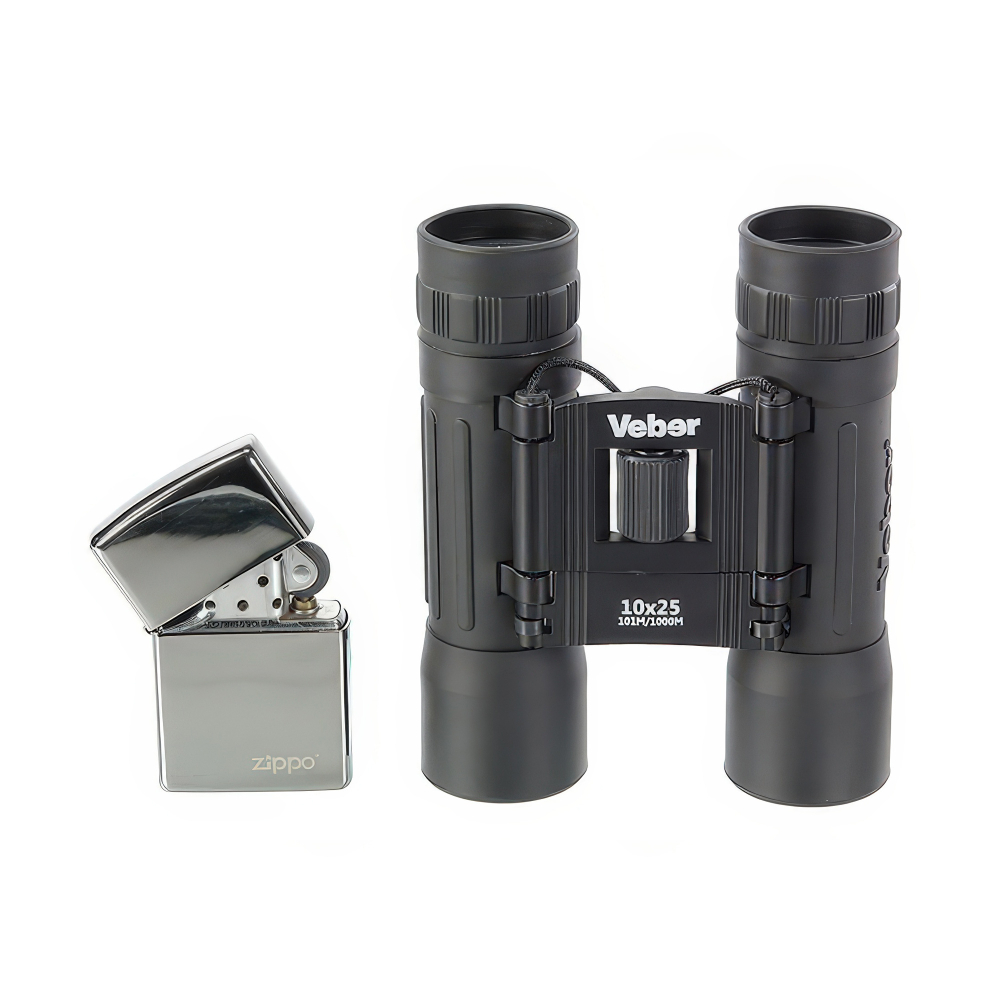 Бинокль Veber Sport БН 10x25 black - металлический корпус с обрезиненным покрытием