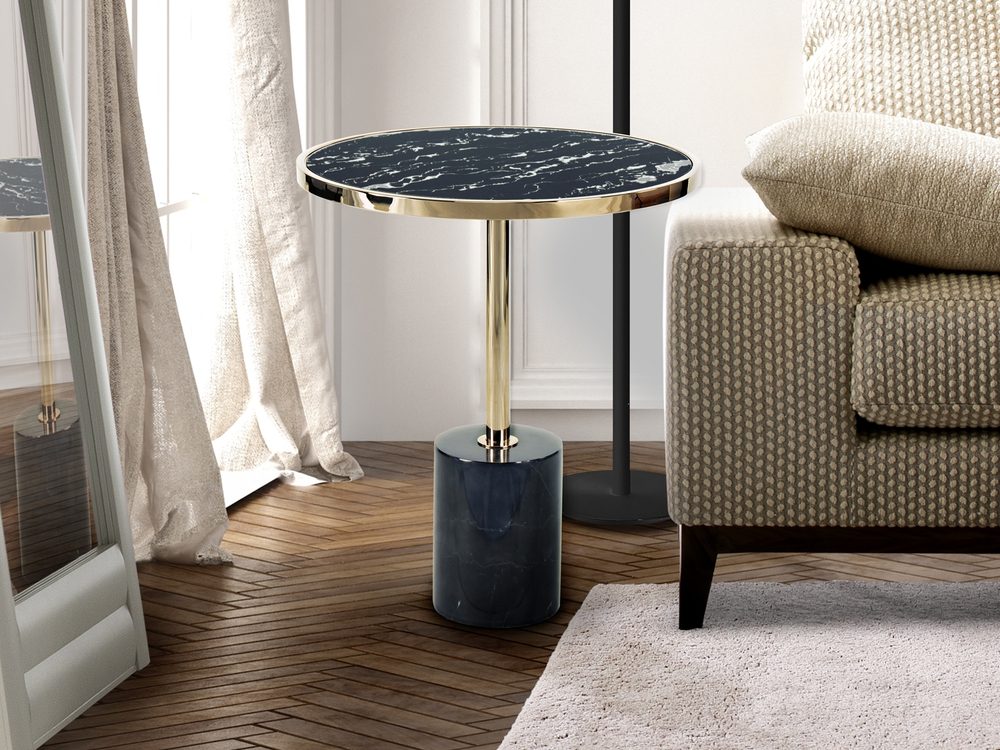 Столик придиванный Dekala Ø46 черный/золотой