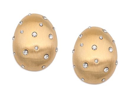 Серьги-гвоздики "Satin" 26мм, со стразами