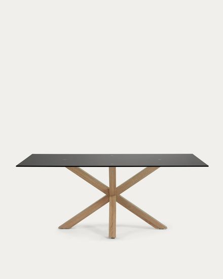 Argo Стол обеденный со стальными ножками Wofect и столешницей из черного стекла 200x100