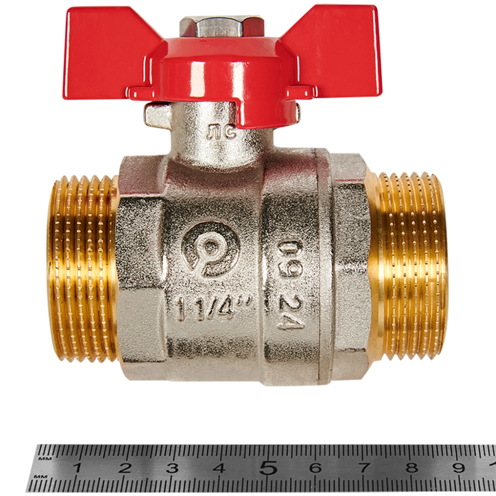 Кран шаровой полнопроходной ROMMER - 1"1/4 (НР/НР, PN40, ручка-бабочка)