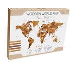 EWA Деревянная Карта Мира настенная, объемная 3 уровня, размер L (192x105 см), цвет шоколад