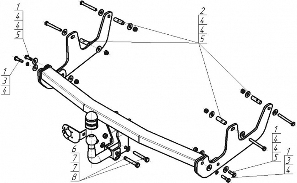 Фаркоп Motodor Renault Sandero Stepway 2009-2014 (оцинк. шар) арт.91704-A