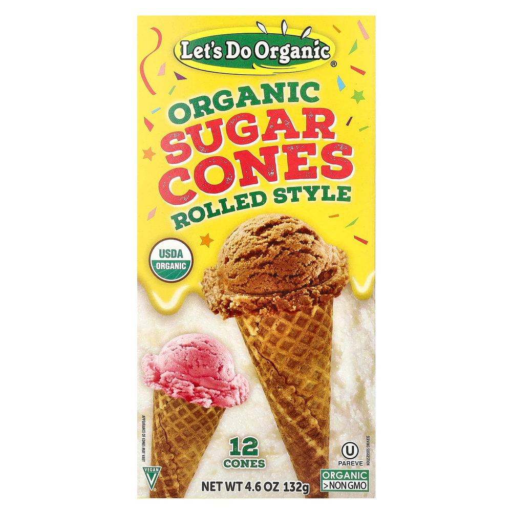 Edward & Sons, Let's Do Organic®, органические сахарные рожки, роллы, 12 рожков, 132 г (4,6 унции)