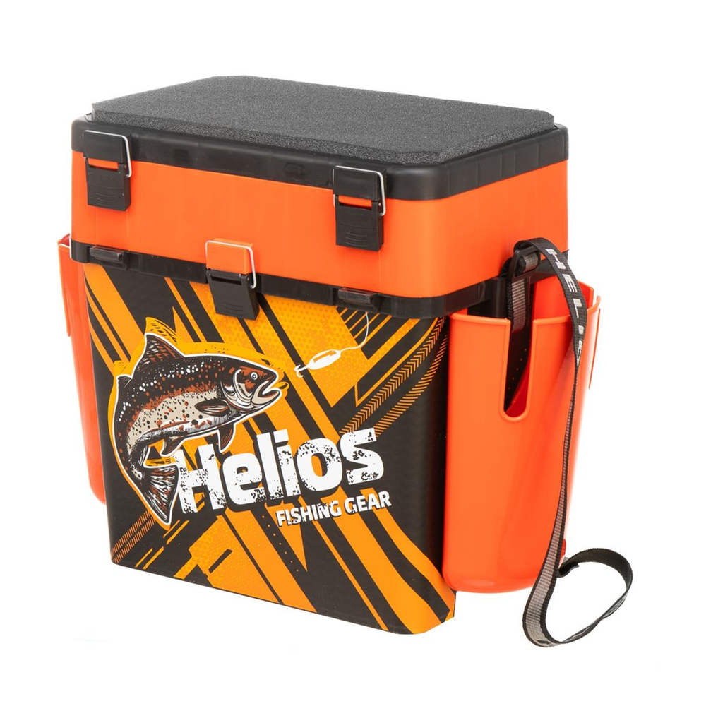 Ящик рыболовный зимний Helios FishBox TROUT с карманами, Оранжевый