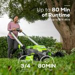 Cамоходная аккумуляторная газонокосилка Greenworks GD60LM61 Twin Force, 60v, 61 см, (2519107U8), с аккумулятором 8 А·ч и зарядным устройством