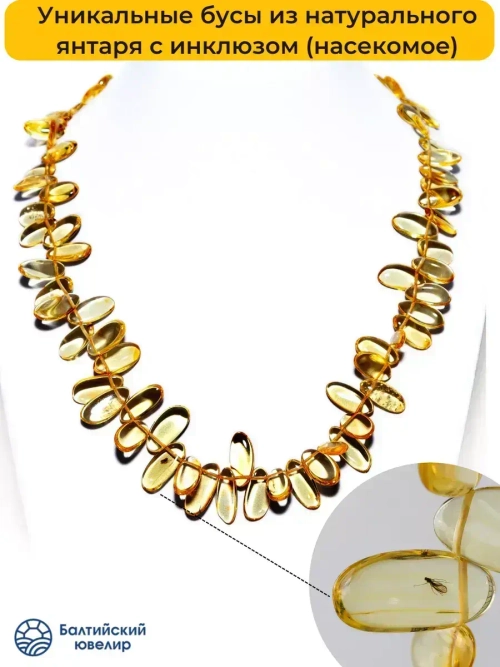 Бусы янтарь натуральный с инклюзом (насекомое)