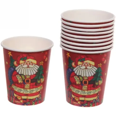 Стакан бумажный 0,2л в наборе 10 шт «Дед Мороз с подарочками»