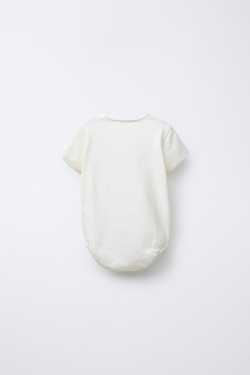 ZARA ПОЛЗУНКИ ИЗ МАХРОВОЙ С УЗОРОМ «МОРОЖЕНОЕ», СВЕТЛЫЙ ЭКРЮ